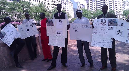 South Sudanese protesting in Washington on July 8, 2014(Photo: Nyamilepedia)