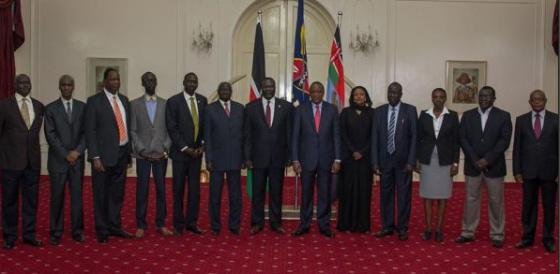 Machar's advanced delegation taking a group photo with president Uhuru Kenyatta