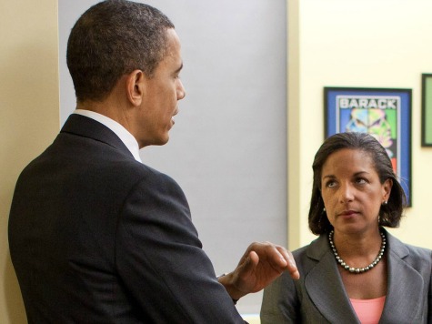 President Barack Obama meets with former President Bill Clinton and U.S. Permanent Representative to the United Nations Susan E. Rice at the U.S. Mission to the United Nations in New York City, New York, March 29, 2011. (Official White House Photo by Pete Souza)