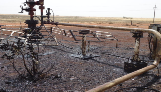 Destroyed oil well in Unity State (Photo: Luk Riek Nyak)