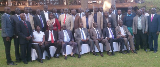The SPLM/SPLA Leadership posting for a picture after Machar arrives in Nairobi in May 2014(Photo: file)