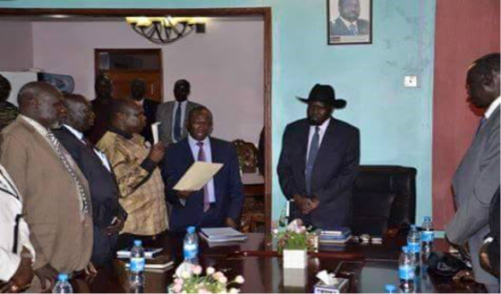 The swearing in ceremony of Pagan Amum after his reinstatement inot his former position of SPLM SG...